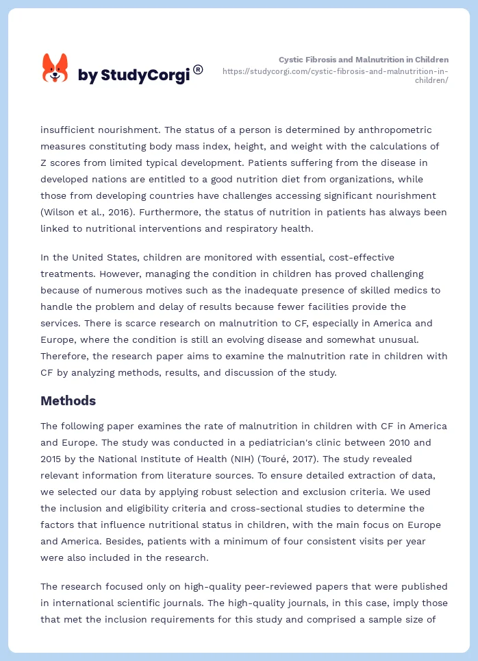 Cystic Fibrosis and Malnutrition in Children. Page 2