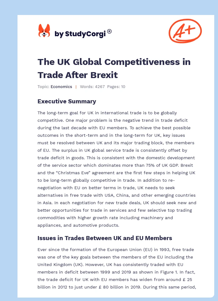 The UK Global Competitiveness in Trade After Brexit. Page 1