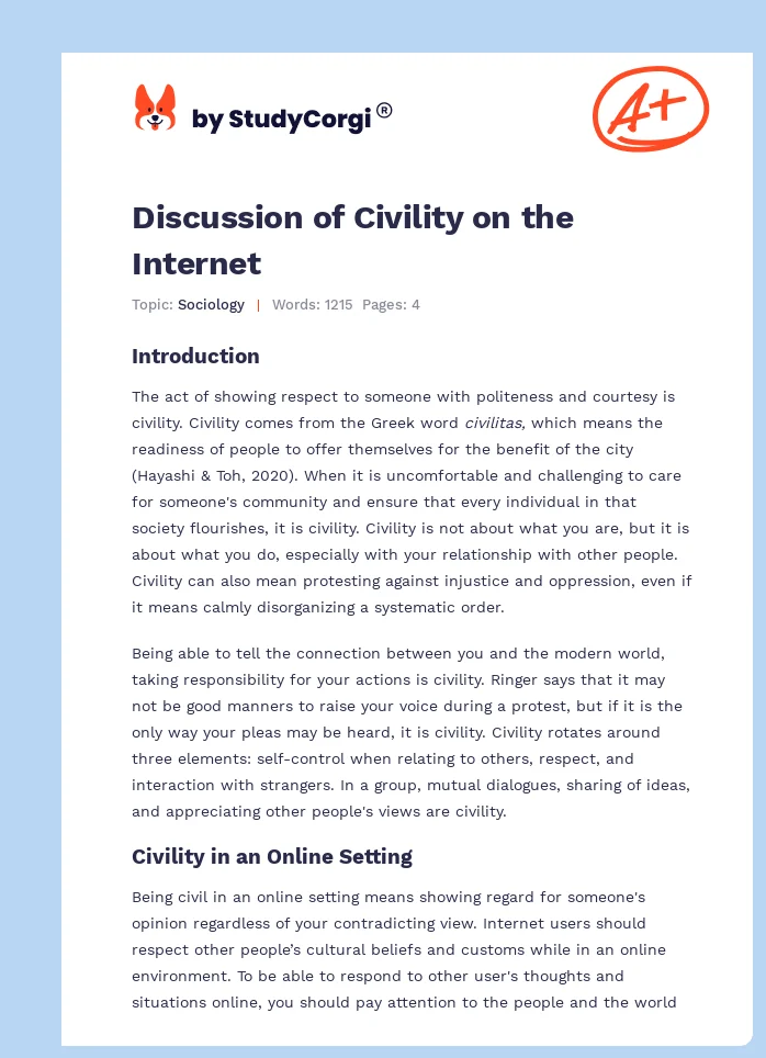 Discussion of Civility on the Internet. Page 1