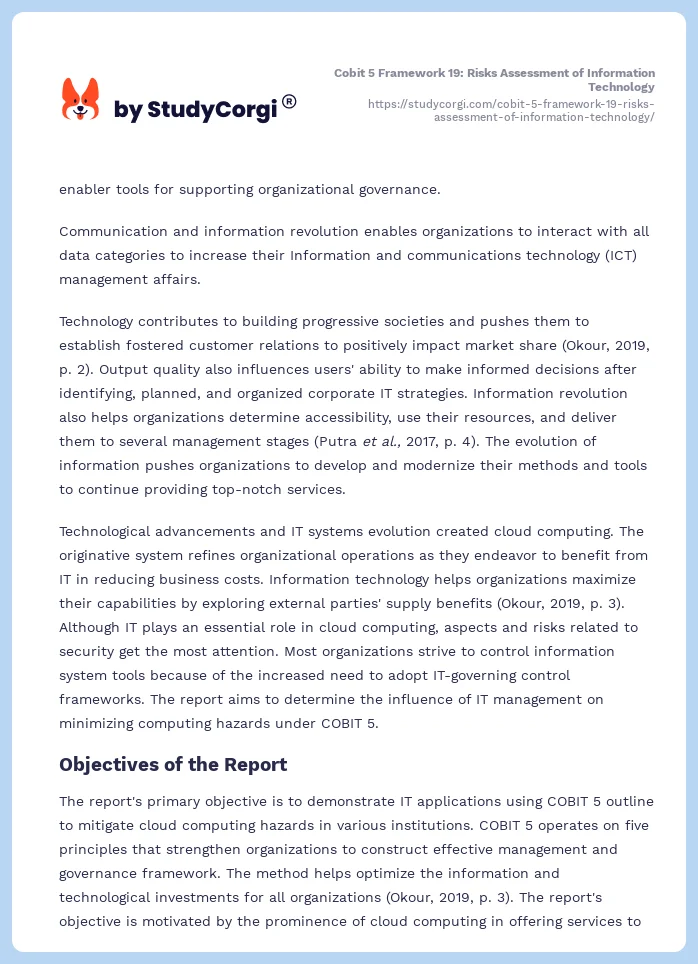 Cobit 5 Framework 19: Risks Assessment of Information Technology. Page 2