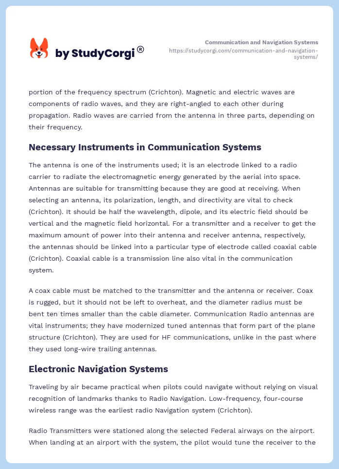 Communication and Navigation Systems. Page 2