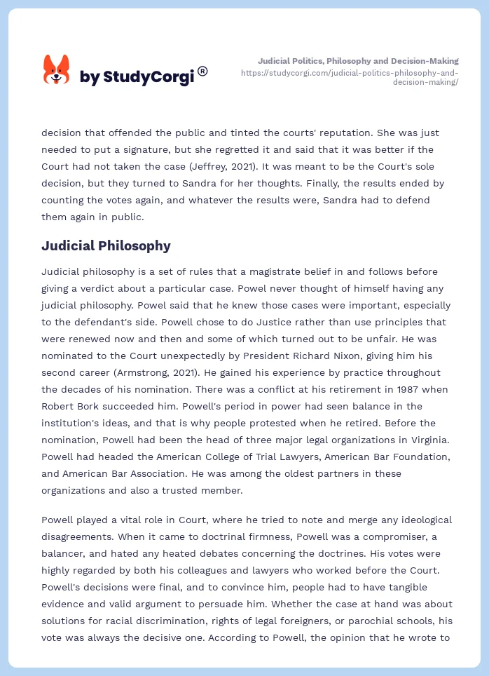 Judicial Politics, Philosophy and Decision-Making. Page 2