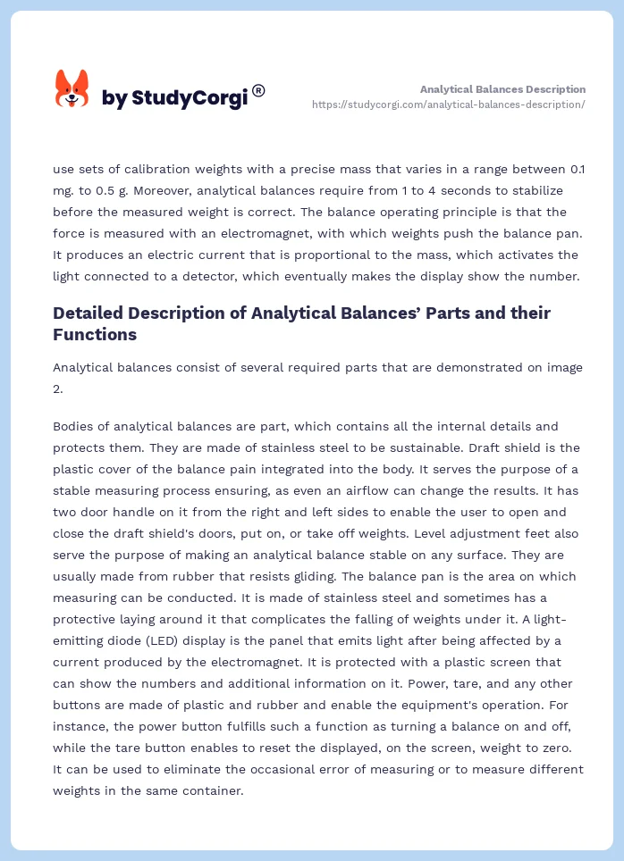 Analytical Balances Description. Page 2