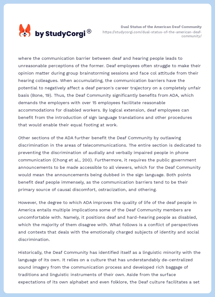 Dual Status of the American Deaf Community. Page 2