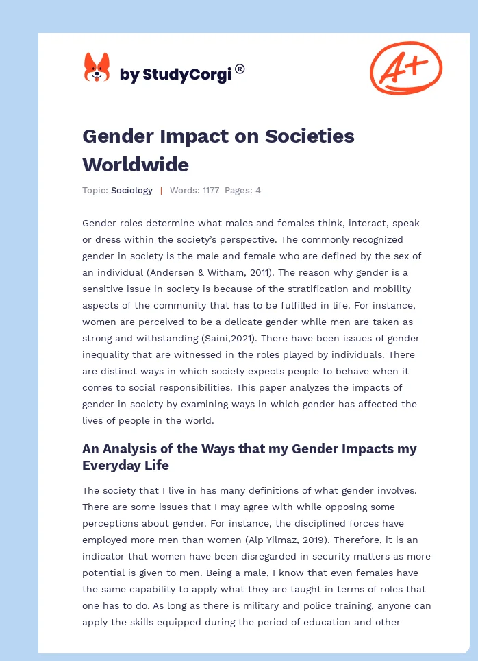Gender Impact on Societies Worldwide. Page 1