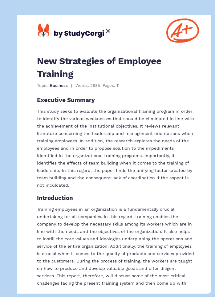 New Strategies of Employee Training. Page 1