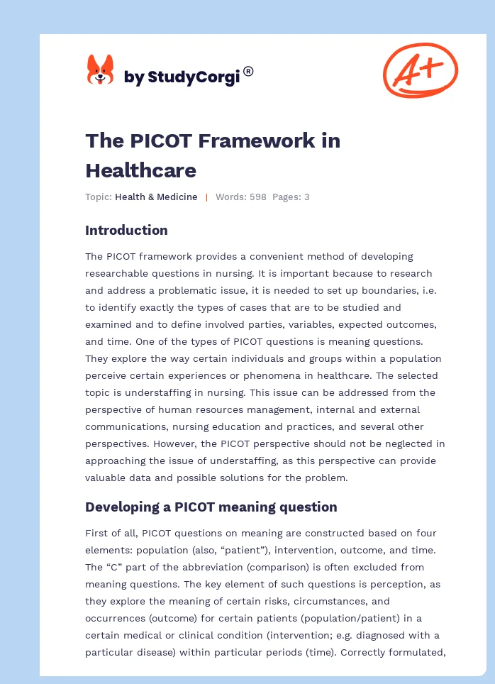 The PICOT Framework in Healthcare. Page 1