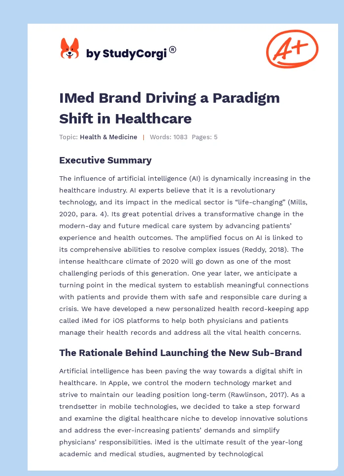 IMed Brand Driving a Paradigm Shift in Healthcare. Page 1