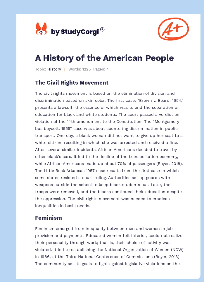 A History of the American People. Page 1