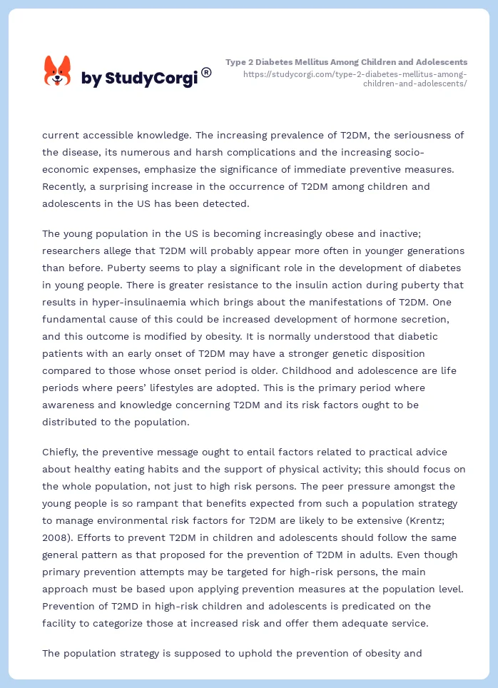 Type 2 Diabetes Mellitus Among Children and Adolescents. Page 2