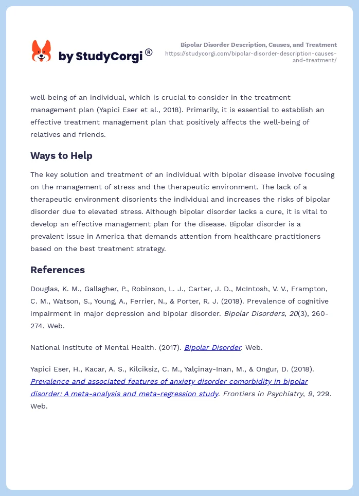 Bipolar Disorder Description, Causes, and Treatment. Page 2