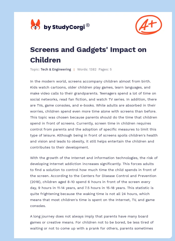 Screens and Gadgets' Impact on Children. Page 1