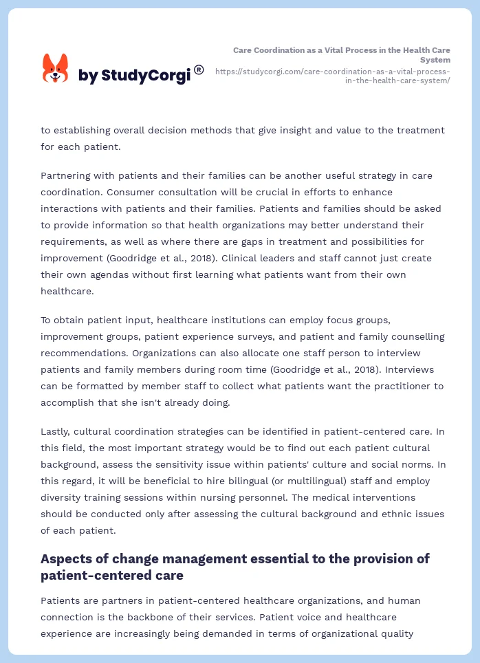 Care Coordination as a Vital Process in the Health Care System. Page 2