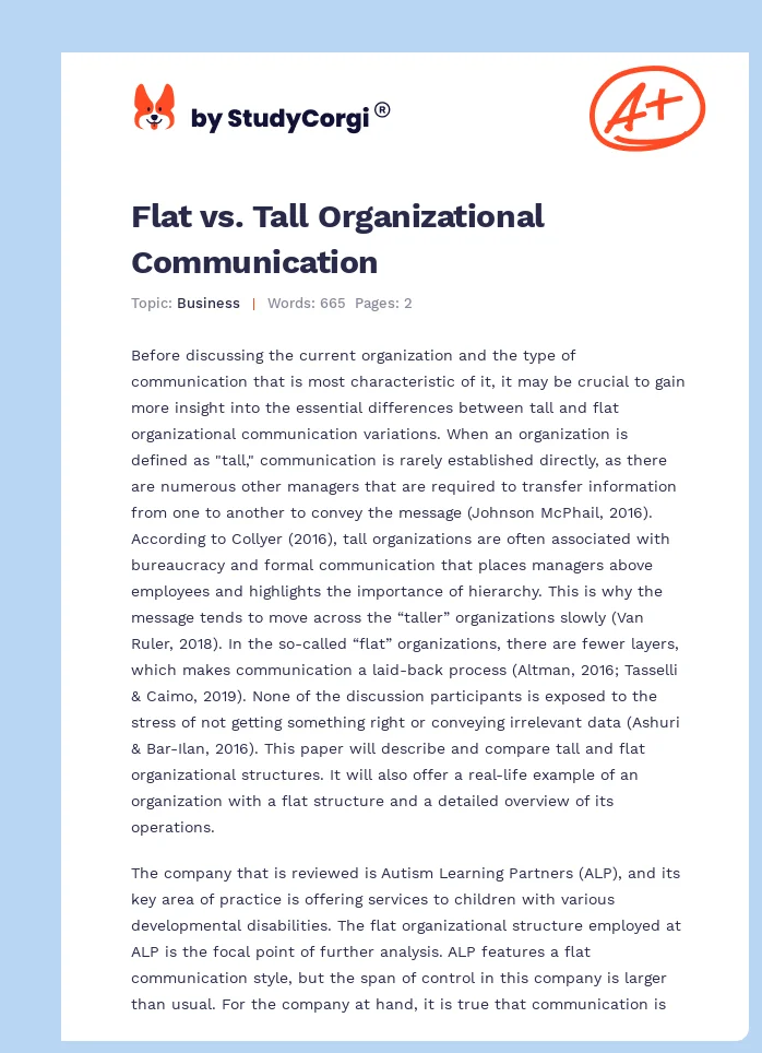 Flat vs. Tall Organizational Communication. Page 1
