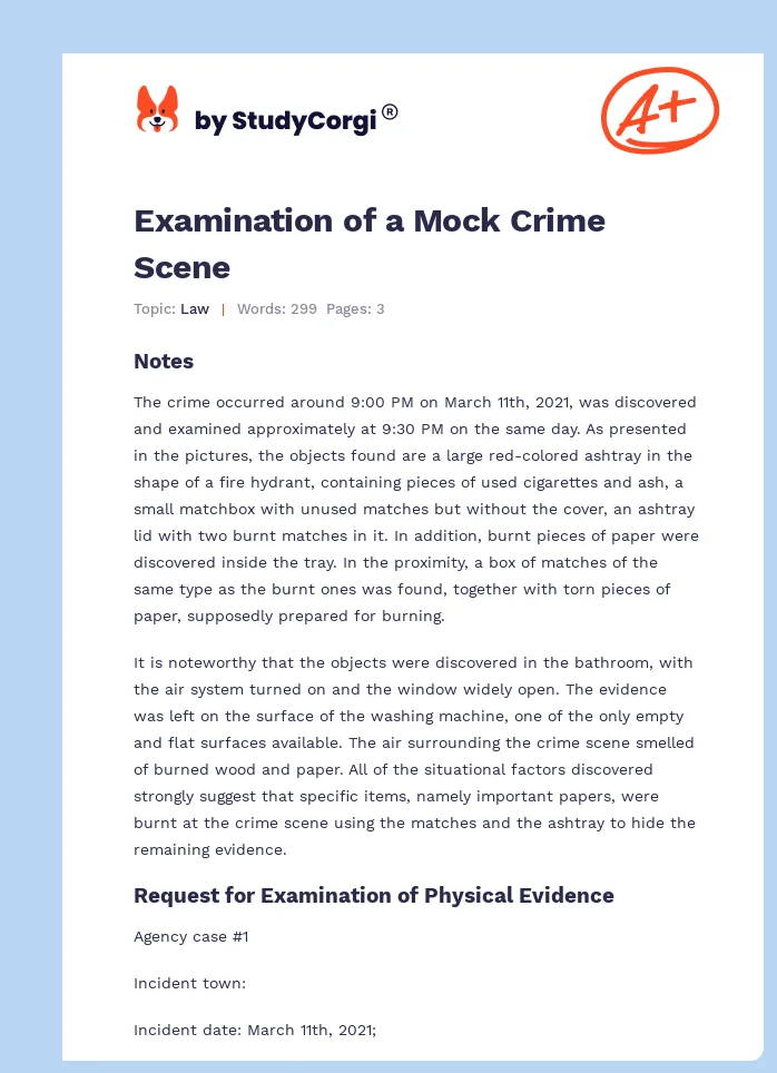 Examination of a Mock Crime Scene. Page 1