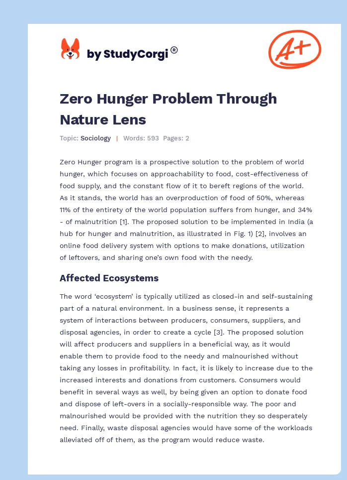 Zero Hunger Problem Through Nature Lens. Page 1