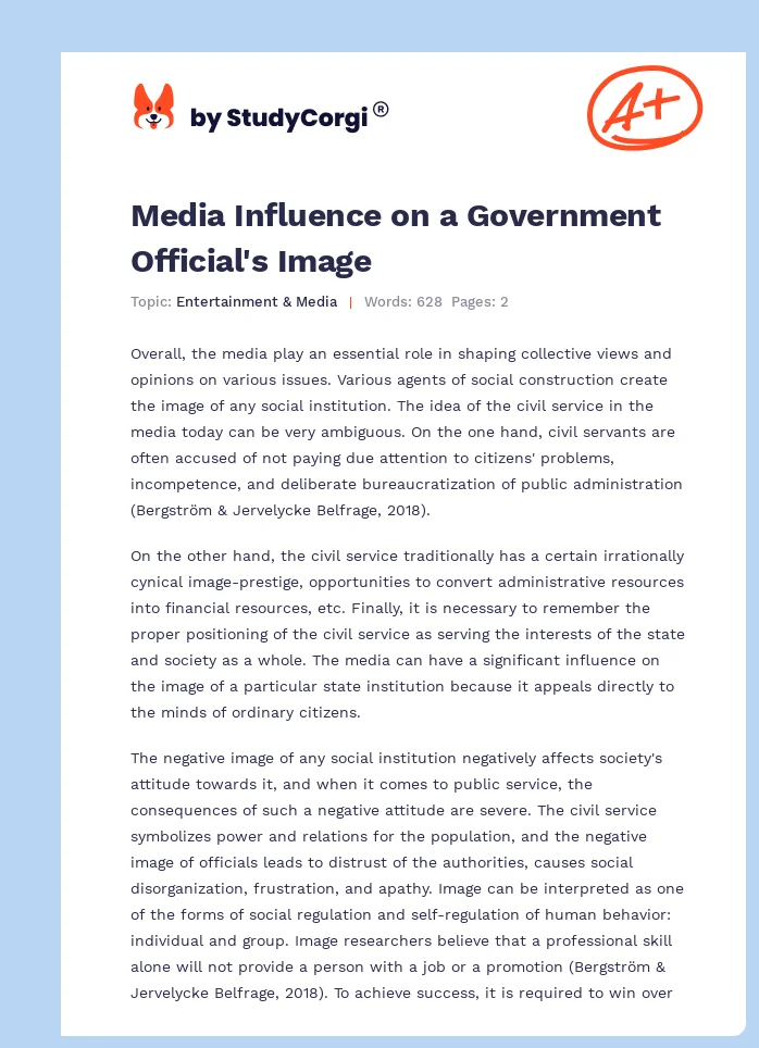 Media Influence on a Government Official's Image. Page 1