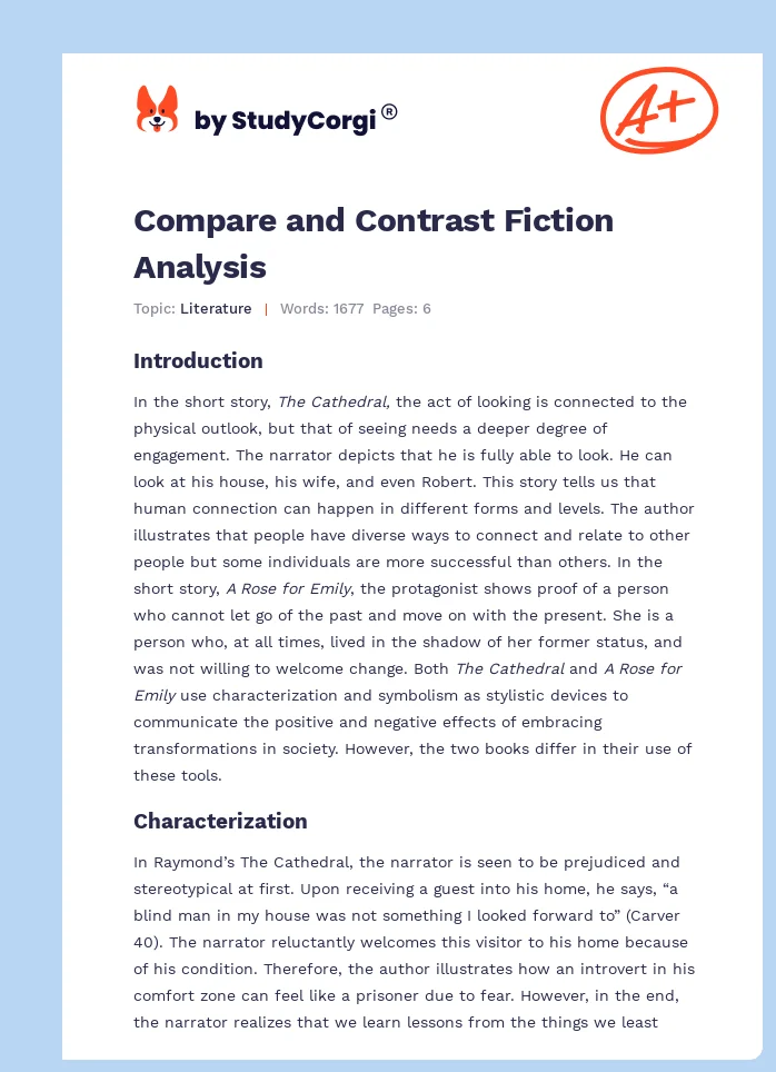Compare and Contrast Fiction Analysis. Page 1