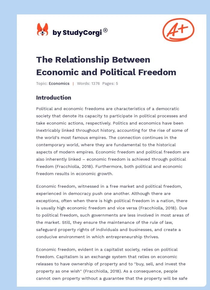 The Relationship Between Economic and Political Freedom. Page 1