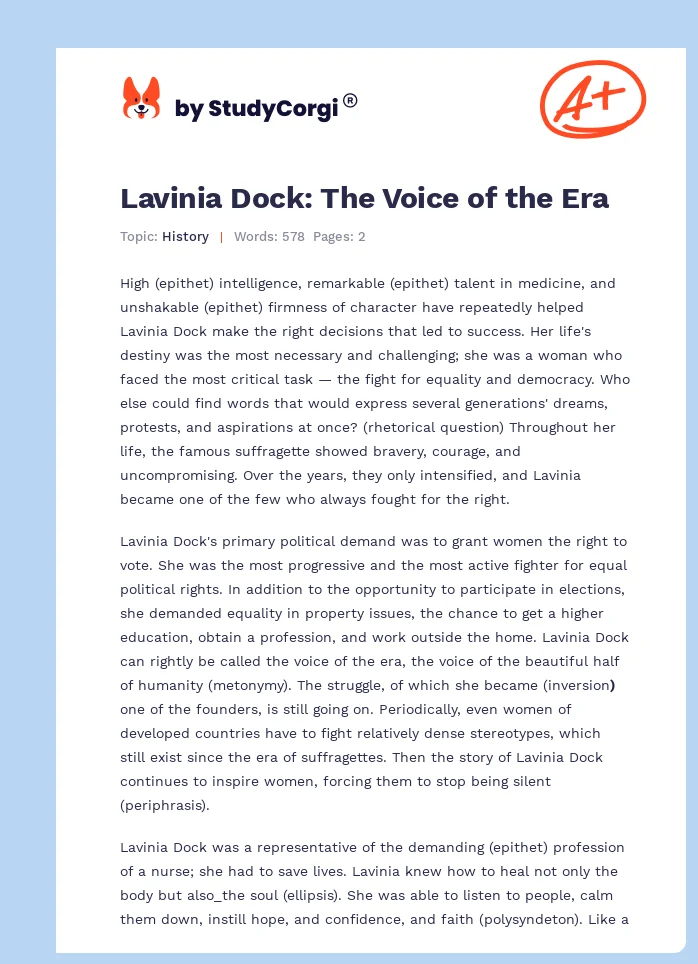 Lavinia Dock: The Voice of the Era. Page 1