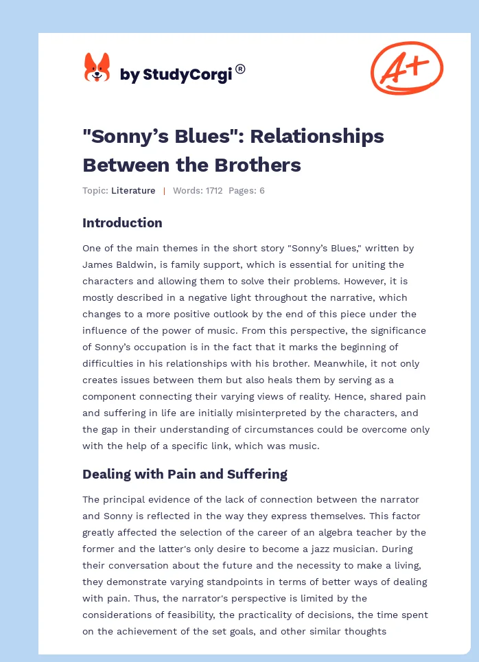"Sonny’s Blues": Relationships Between the Brothers. Page 1