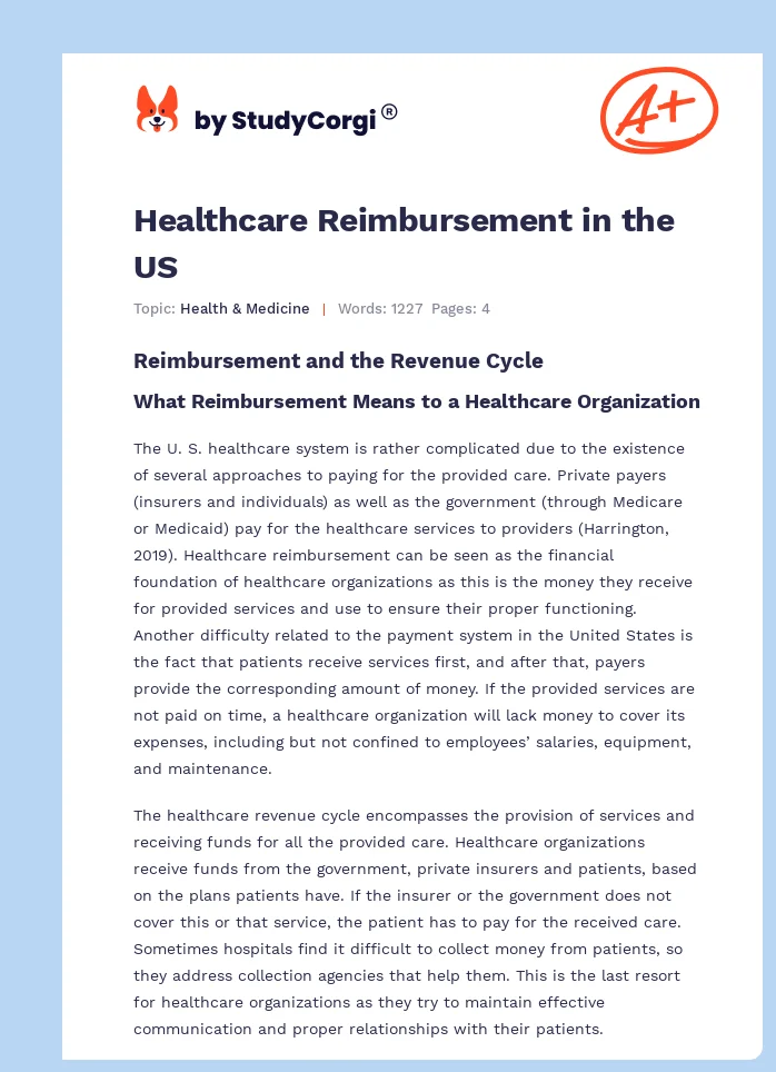 Healthcare Reimbursement in the US. Page 1