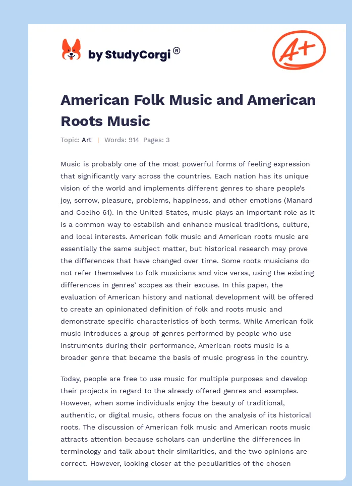 American Folk Music and American Roots Music. Page 1