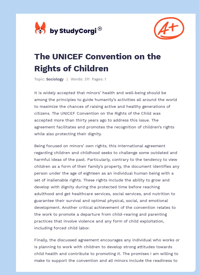 The UNICEF Convention on the Rights of Children. Page 1