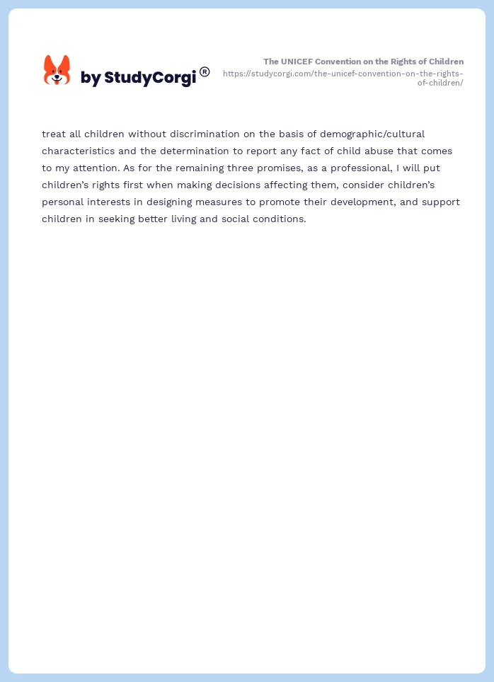 The UNICEF Convention on the Rights of Children. Page 2