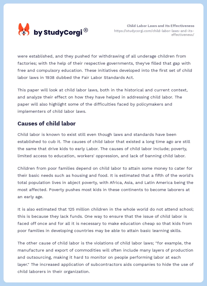 Child Labor Laws and Its Effectiveness. Page 2