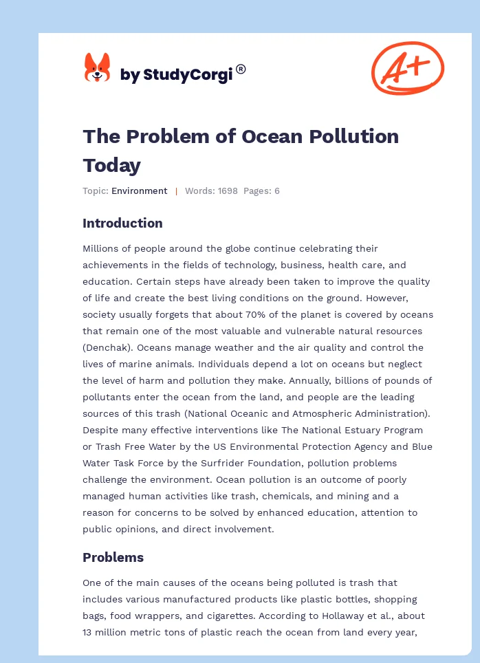 The Problem of Ocean Pollution Today. Page 1