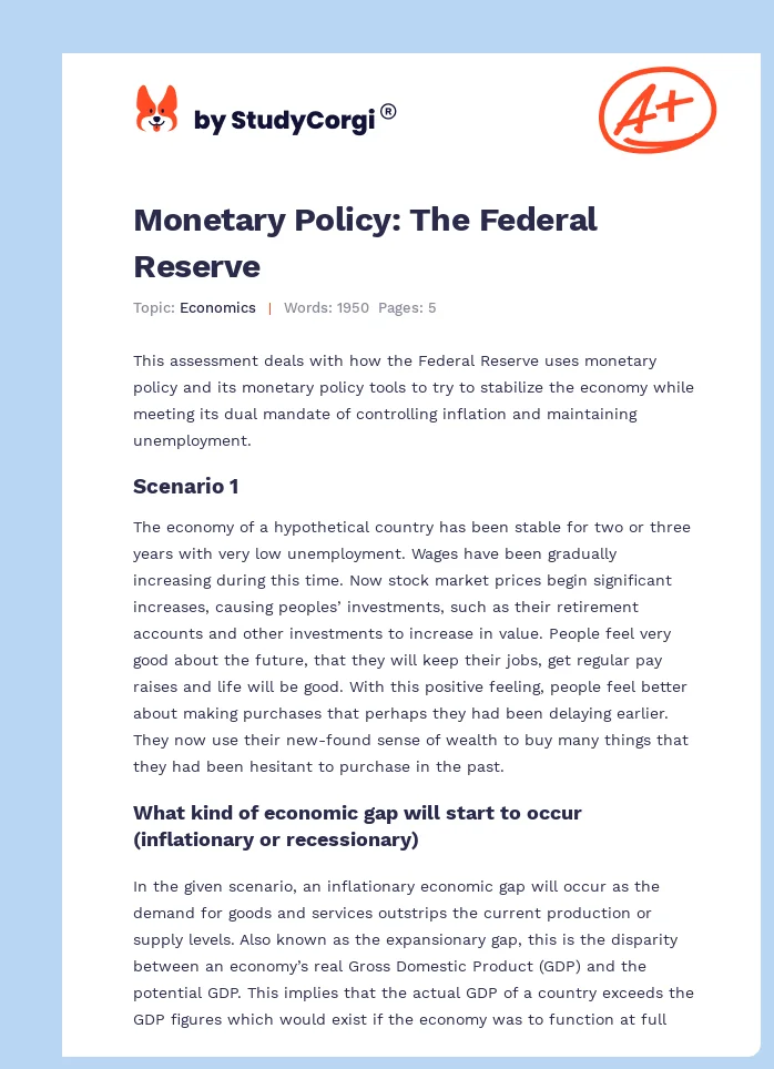 Monetary Policy: The Federal Reserve. Page 1