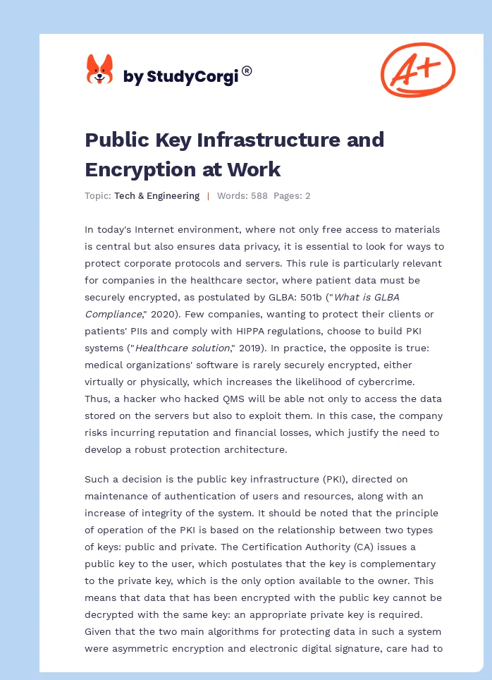 Public Key Infrastructure and Encryption at Work. Page 1