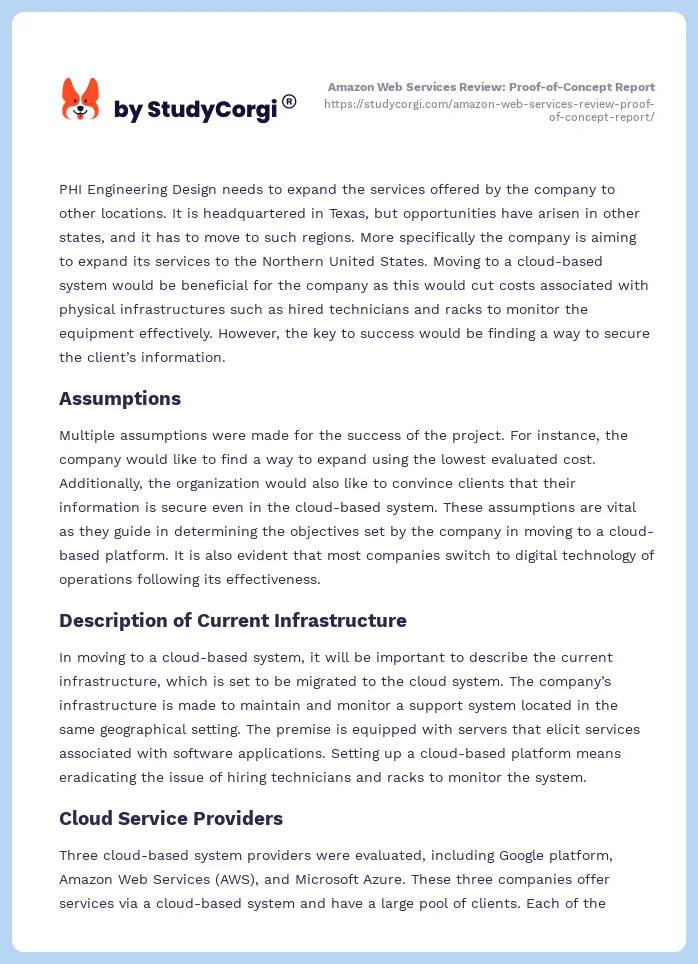 Amazon Web Services Review: Proof-of-Concept Report. Page 2