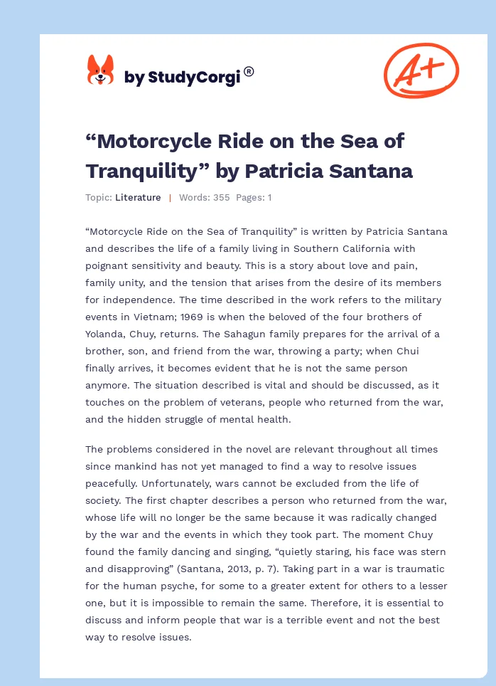 “Motorcycle Ride on the Sea of Tranquility” by Patricia Santana. Page 1