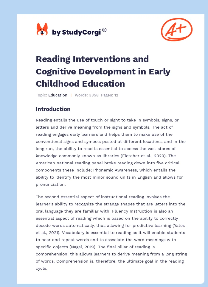 Reading Interventions and Cognitive Development in Early Childhood Education. Page 1