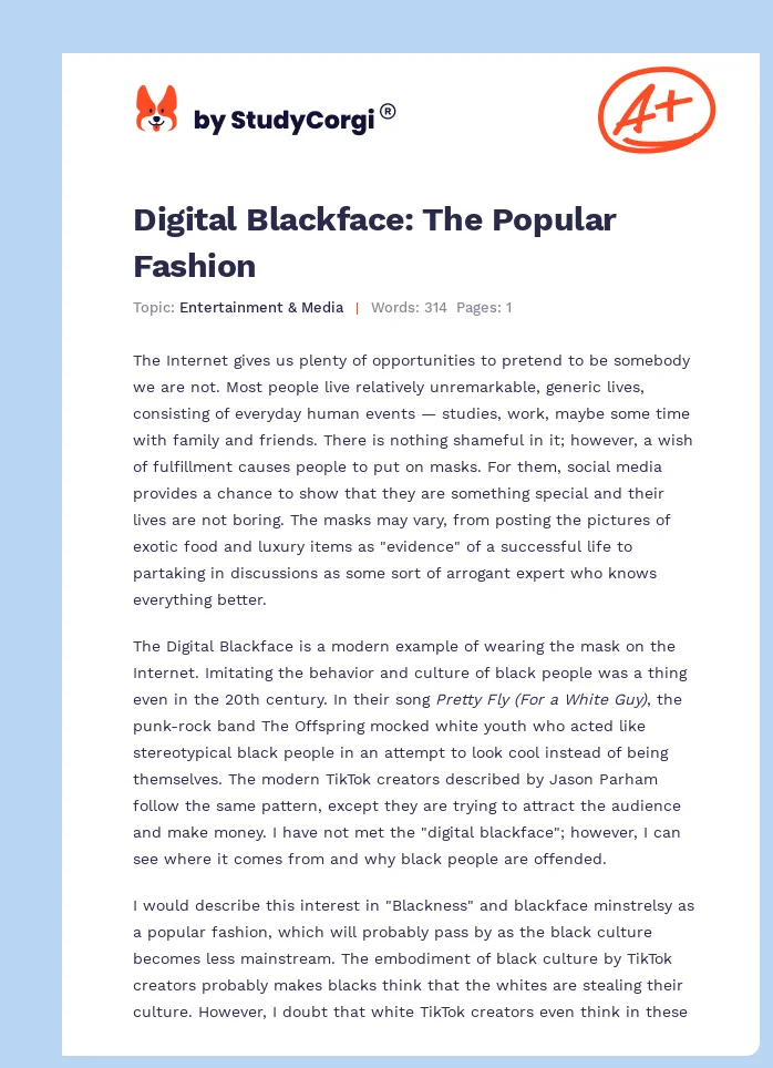 Digital Blackface: The Popular Fashion. Page 1