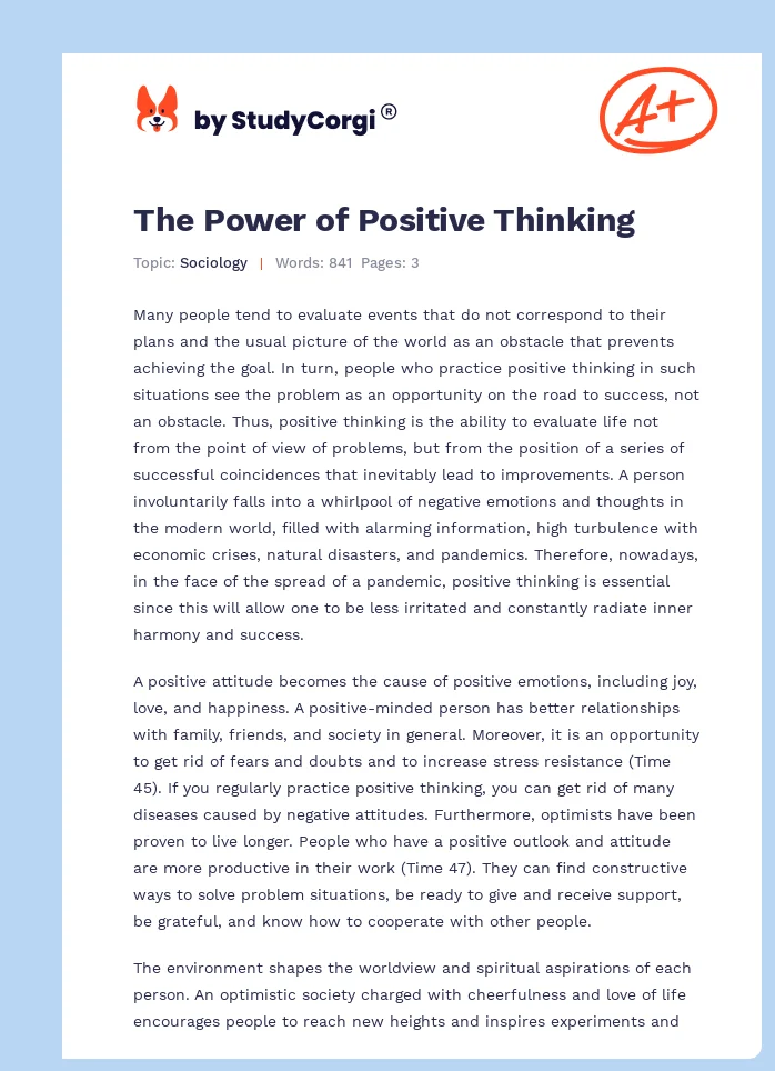 The Power of Positive Thinking. Page 1