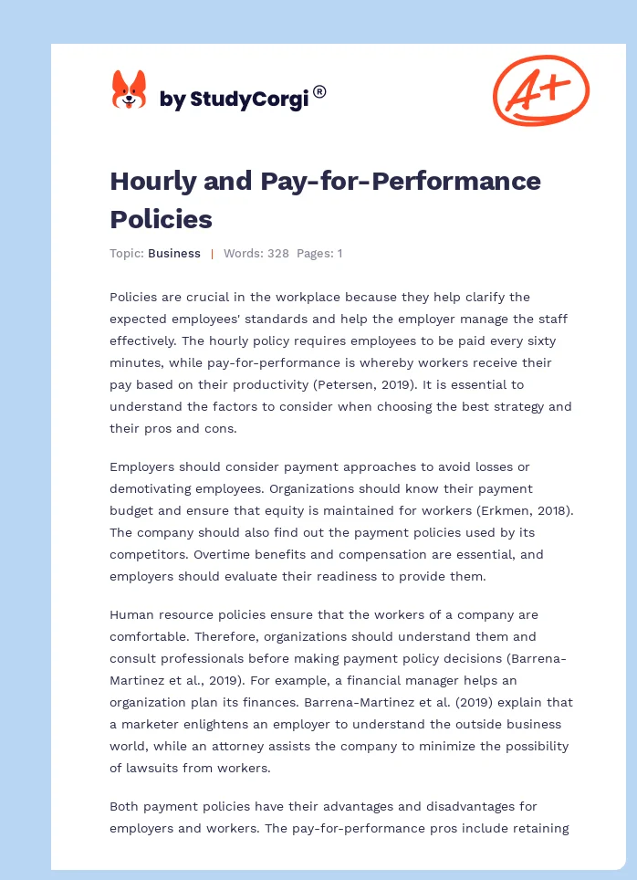 Hourly and Pay-for-Performance Policies. Page 1