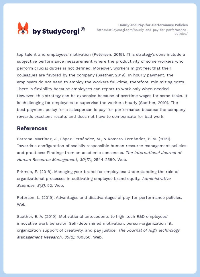 Hourly and Pay-for-Performance Policies. Page 2