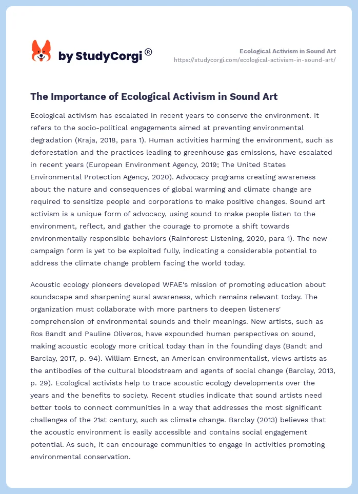 Ecological Activism in Sound Art. Page 2
