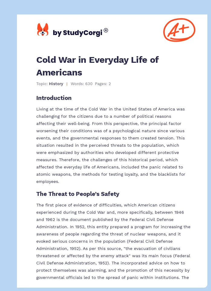 Cold War in Everyday Life of Americans. Page 1