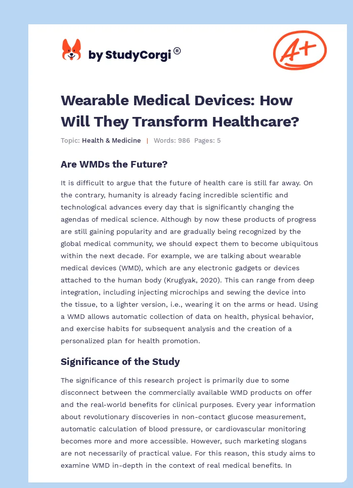 Wearable Medical Devices: How Will They Transform Healthcare?. Page 1