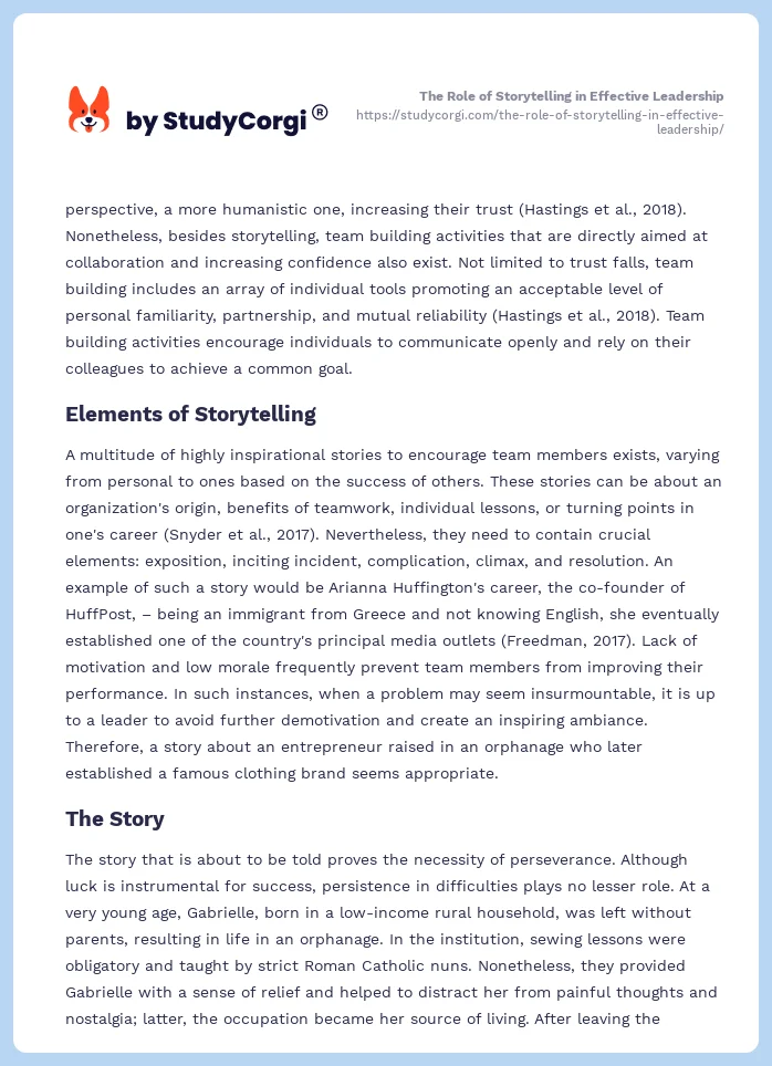 The Role of Storytelling in Effective Leadership. Page 2