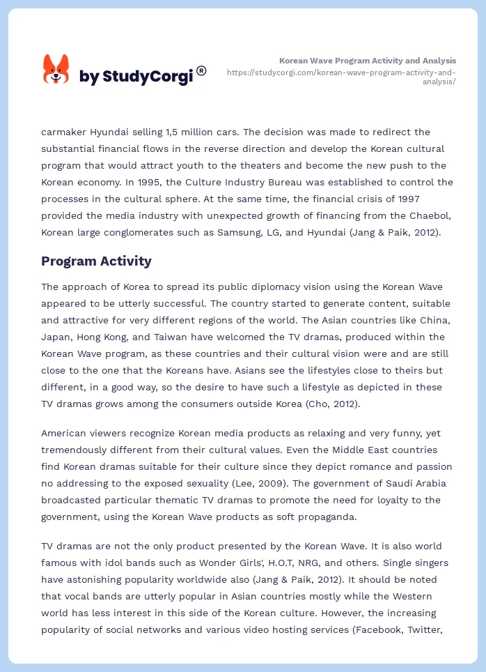 Korean Wave Program Activity and Analysis. Page 2