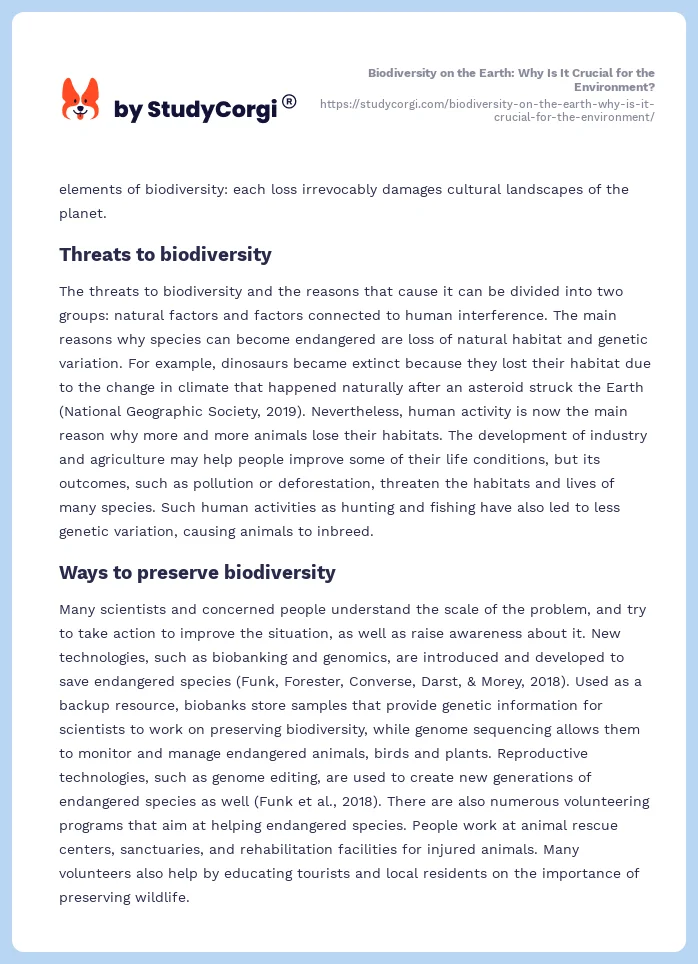 Biodiversity on the Earth: Why Is It Crucial for the Environment?. Page 2