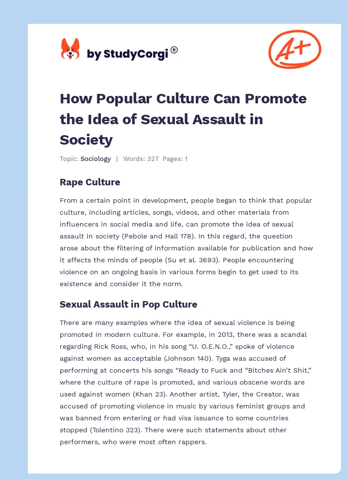 How Popular Culture Can Promote the Idea of Sexual Assault in Society. Page 1