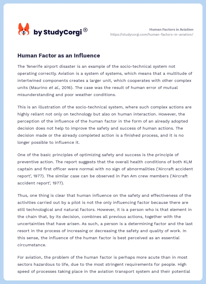 Human Factors in Aviation. Page 2