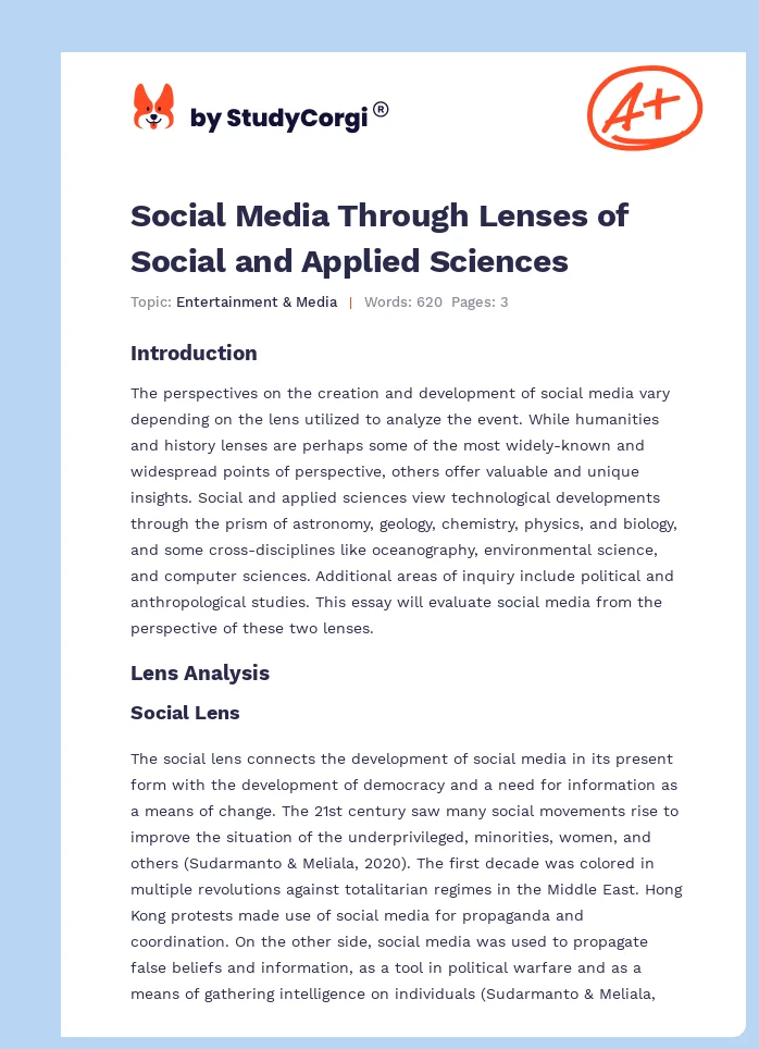 Social Media Through Lenses of Social and Applied Sciences. Page 1
