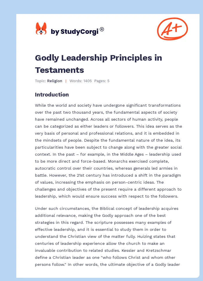 Godly Leadership Principles in Testaments. Page 1